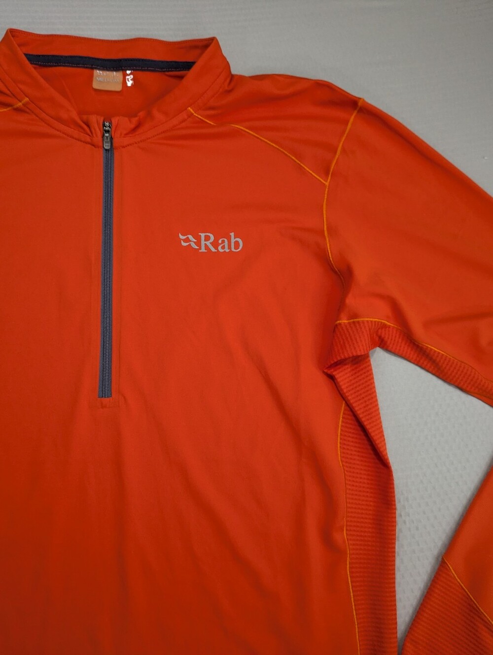 Rab Sonic LS Pullover Mens M Orange 1/4 Zip Outdoors Sun Hoodie UPF Long Sleeve